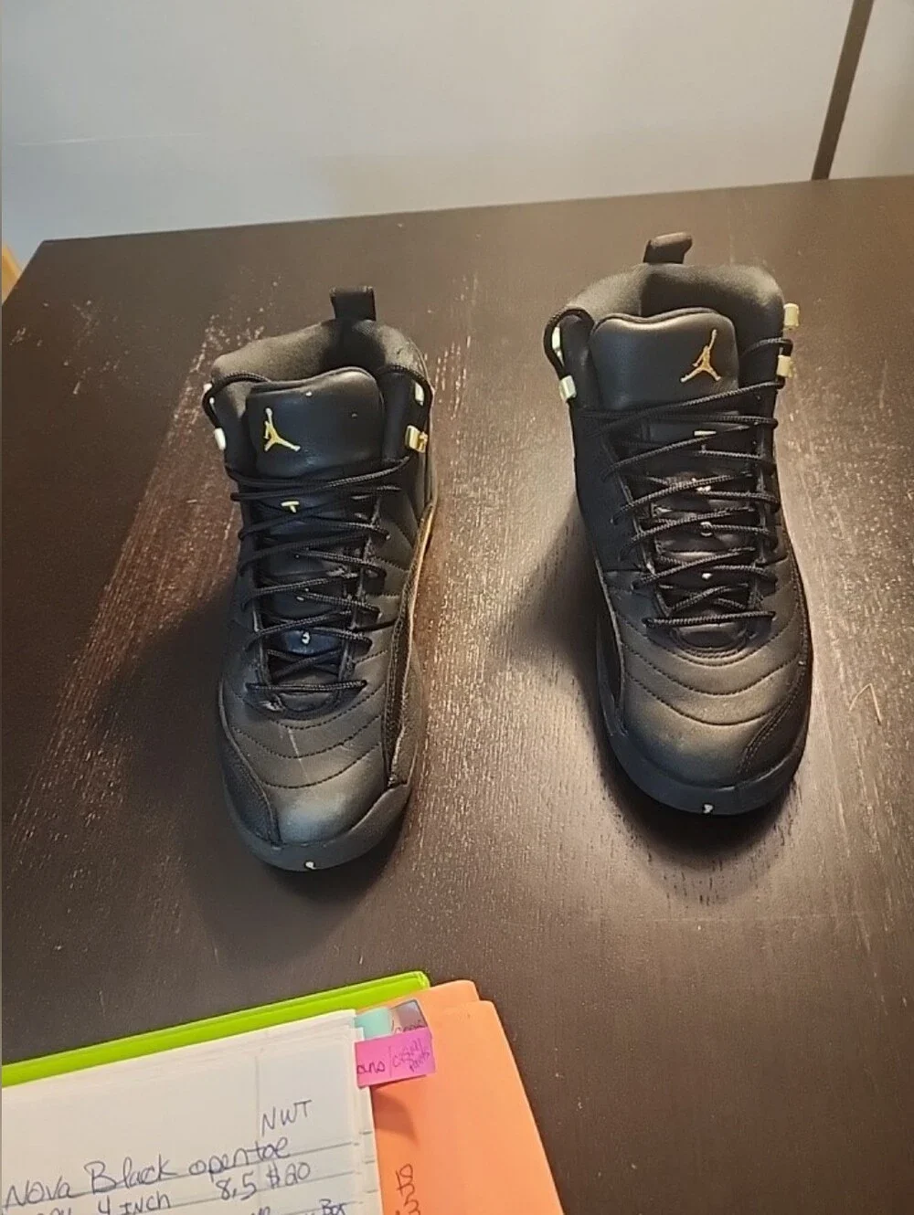Jordan 13 Black and Gold High-Top Athletic Basketball Shoes.  See Pictures